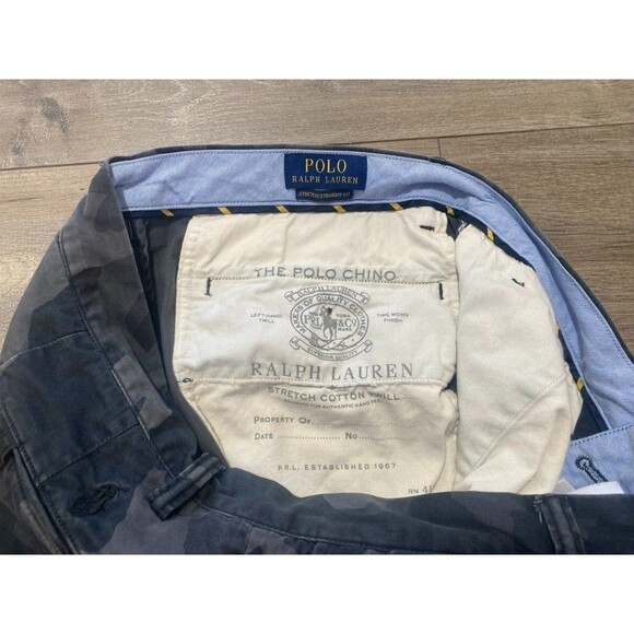 Polo Ralph Lauren Pants Mens 34x30 Gray Camo Stretch Straight Fit Chino Twill - Picture 3 of 9